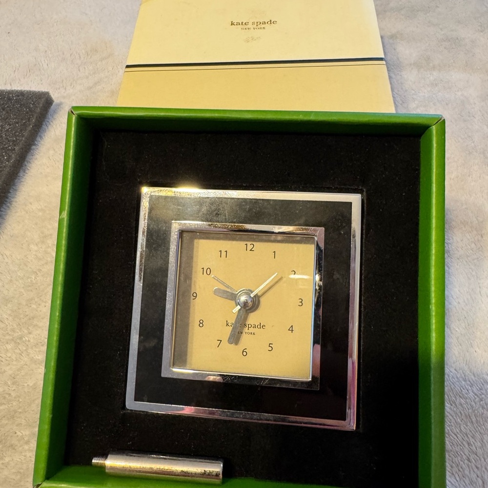 kate spade black and gold square travel clock